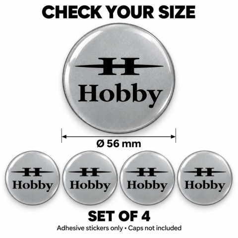 Adesivi resinati Hobby per coprimozzi – 56 mm – Set da 4 – logo H nero 2