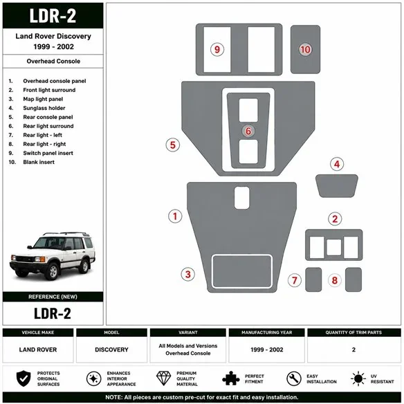 Land Rover Discovery 1999-2002 Overhead Console kit cruscotto 3D
