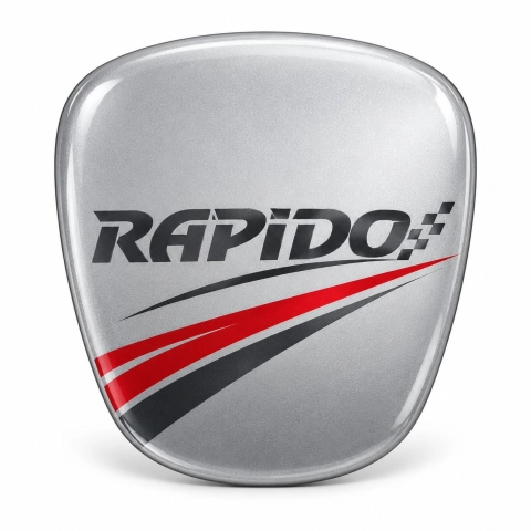 Rapido Sport – inserto adesivo per emblema della griglia | pellicola vinilica grigio metallizzato | 64 × 58 mm
