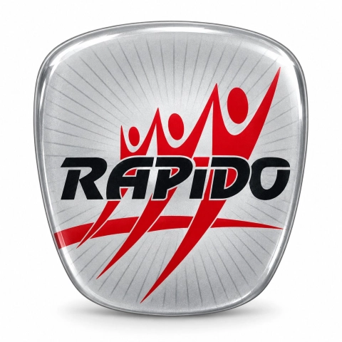 Rapido Classic – inserto adesivo per emblema della griglia | pellicola vinilica grigio metallizzato | 64 × 58 mm