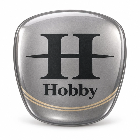 Hobby – inserto adesivo per emblema della griglia | pellicola vinilica grigio metallizzato | 64 × 58 mm