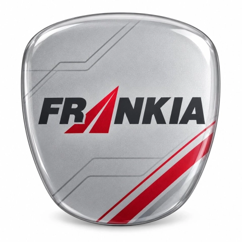 Frankia – inserto adesivo per emblema della griglia | pellicola vinilica grigio metallizzato | 64 × 58 mm