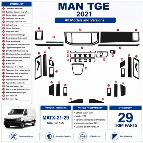 MAN TGE 2021 kit cruscotto 3D, 29 pezzi 2