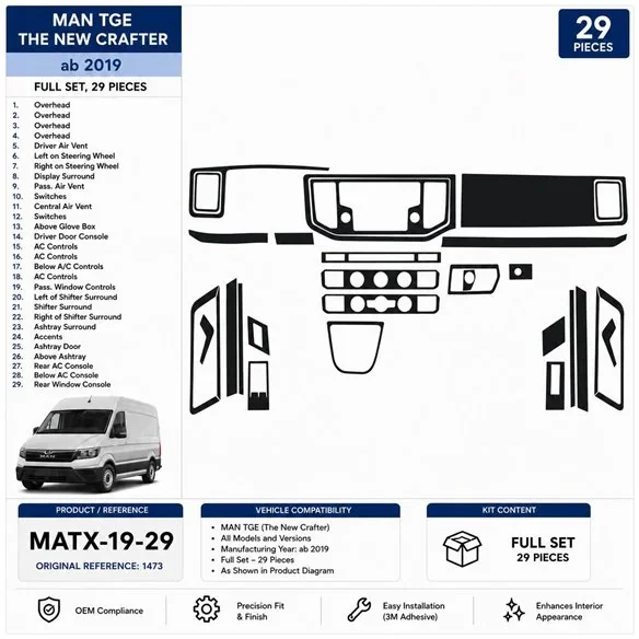 MAN TGE 2019 kit cruscotto 3D, 29 pezzi