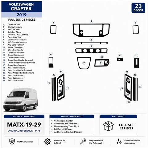 MAN TGE 2019 kit cruscotto 3D, 23 pezzi 2