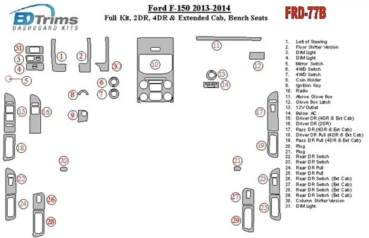 Ford F-150 2013-UP Full Set, Driver Bench Cruscotto BD Rivestimenti interni