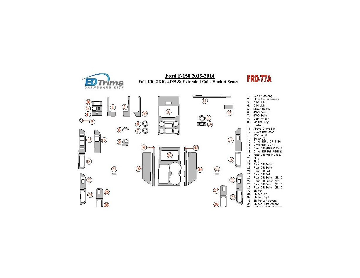 Ford F-150 2013-UP Full Set, Separated driver seats Cruscotto BD Rivestimenti interni
