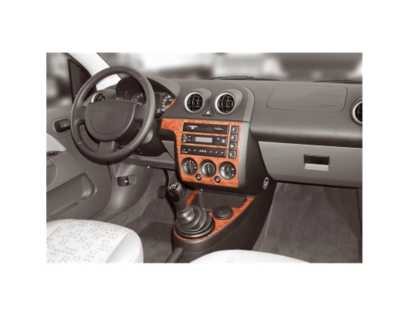 Ford Fiesta 03.02 - 08.05 Kit Rivestimento Cruscotto all'interno del veicolo Cruscotti personalizzati 7-Decori