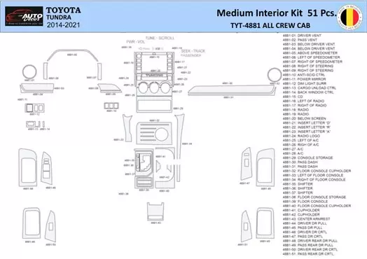 Toyota Tundra 2014-2021 Mascherine sagomate per rivestimento cruscotti 51 Decori