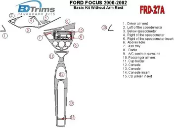 Ford Focus 2000-2002 Basic Set, Without Armrest, 2&4 Doors, 14 Parts set Cruscotto BD Rivestimenti interni