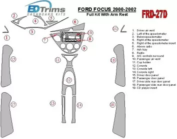Ford Focus 2000-2002 Full Set, With Arm Rest, 4 Doors, 18 Parts set Cruscotto BD Rivestimenti interni