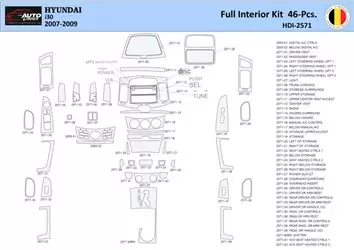 Hyundai i30 2007-2009 Mascherine sagomate per rivestimento cruscotti 46 Decori