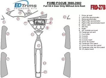 Ford Focus 2000-2002 Full Set, Without Armrest, 4 Doors, 18 Parts set Cruscotto BD Rivestimenti interni