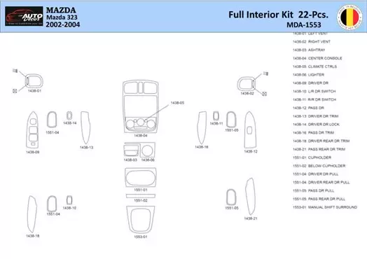 Mazda 323 2002-2004 Mascherine sagomate per rivestimento cruscotti 22 Decori