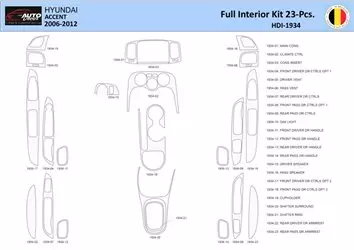 Hyundai Accent 2005-2011 Mascherine sagomate per rivestimento cruscotti 23 Decori