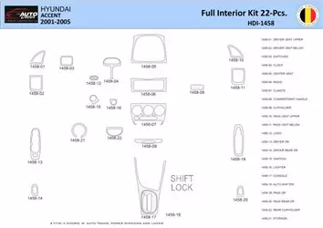 Hyundai Accent 2001-2005 Mascherine sagomate per rivestimento cruscotti 22 Decori