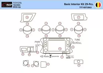 Toyota Tacoma 2016-2021 Mascherine sagomate per rivestimento cruscotti 29 Decori