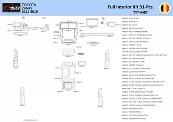 Toyota Camry 2011-2019 Mascherine sagomate per rivestimento cruscotti 31 Decori