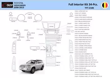 Toyota Highlander 2008-2013 Mascherine sagomate per rivestimento cruscotti 34 Decori