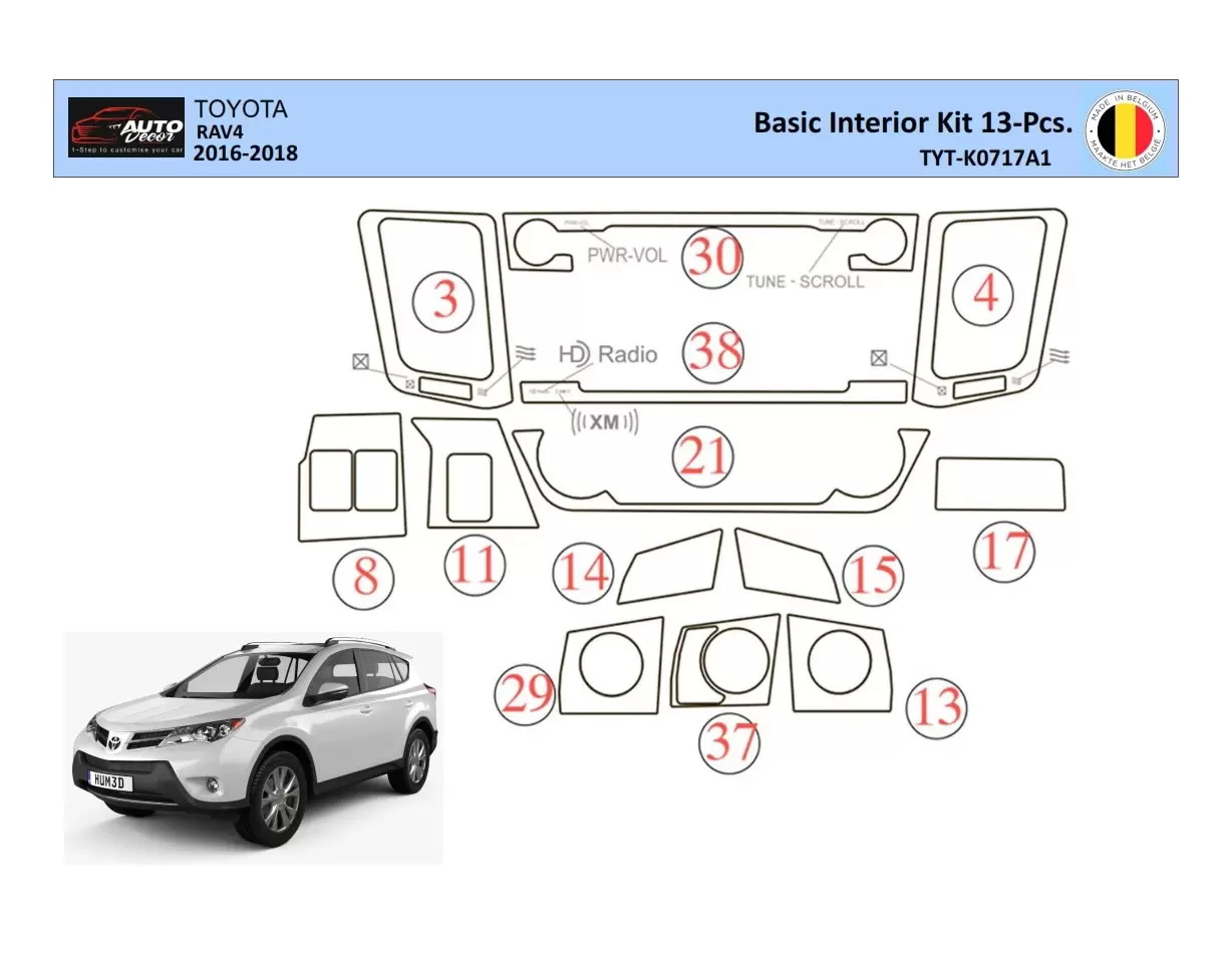 Toyota RAV4 2015 Mascherine sagomate per rivestimento cruscotti 13 Decori