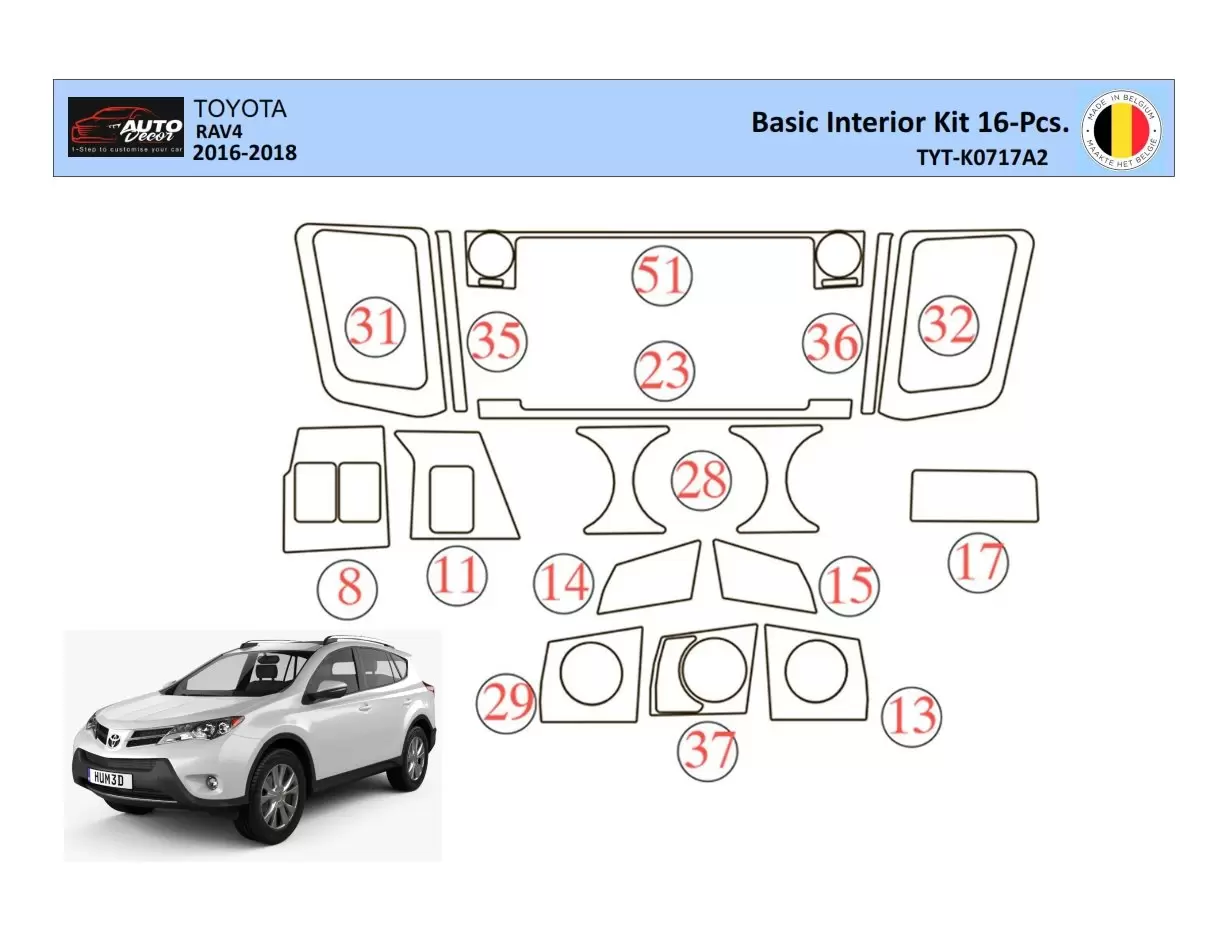 Toyota RAV4 2015 Mascherine sagomate per rivestimento cruscotti 16 Decori