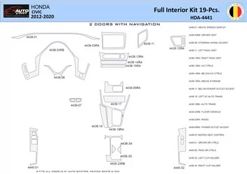 Honda Civic X 2012-2015 Kit rivestimento cruscotto interno WHZ 20 pezzi