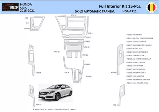Honda Civic XI 2015-2021 Mascherine sagomate per rivestimento cruscotti 15 Decori Honda Civic XI 2015-2021 Mascherine sagomate per rivestimento cruscotti 15 Decori
