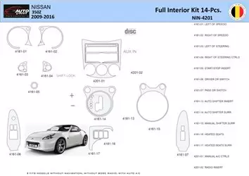 Nissan 370Z-2009 Mascherine sagomate per rivestimento cruscotti 14 Decori