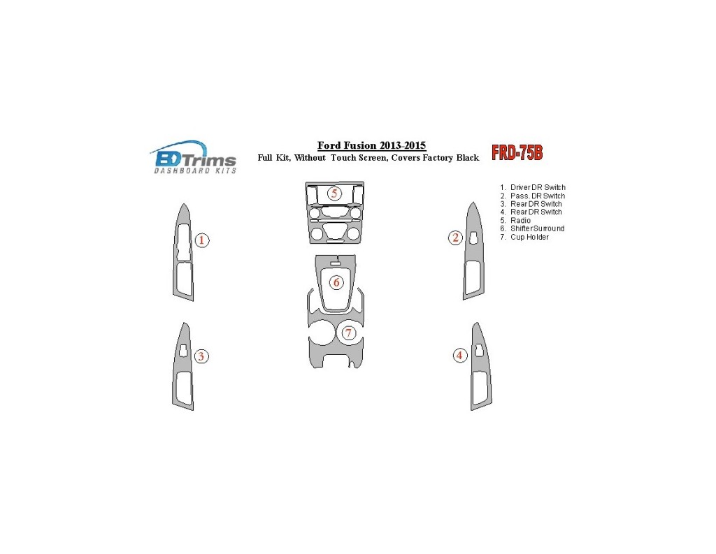 Ford Fusion 2013-UP Full Set, Without Touch screen, Over OEM Main Interior Kit Cruscotto BD Rivestimenti interni
