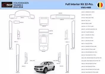 Volkswagen Touareg II 2010-2018 Mascherine sagomate per rivestimento cruscotti 22 Decori