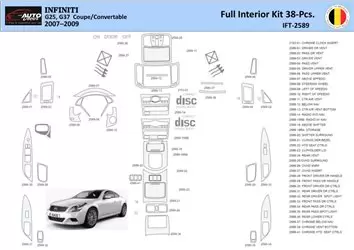 Infiniti G35 2007–2013 Sedan Mascherine sagomate per rivestimento cruscotti 38 Decori