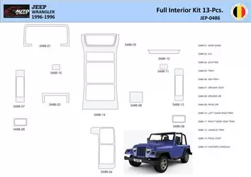 Jeep Wrangler 1996-1999 Mascherine sagomate per rivestimento cruscotti 13 Decori