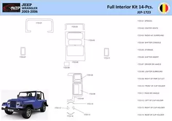 Jeep Wrangler 2003 Mascherine sagomate per rivestimento cruscotti 14 Decori