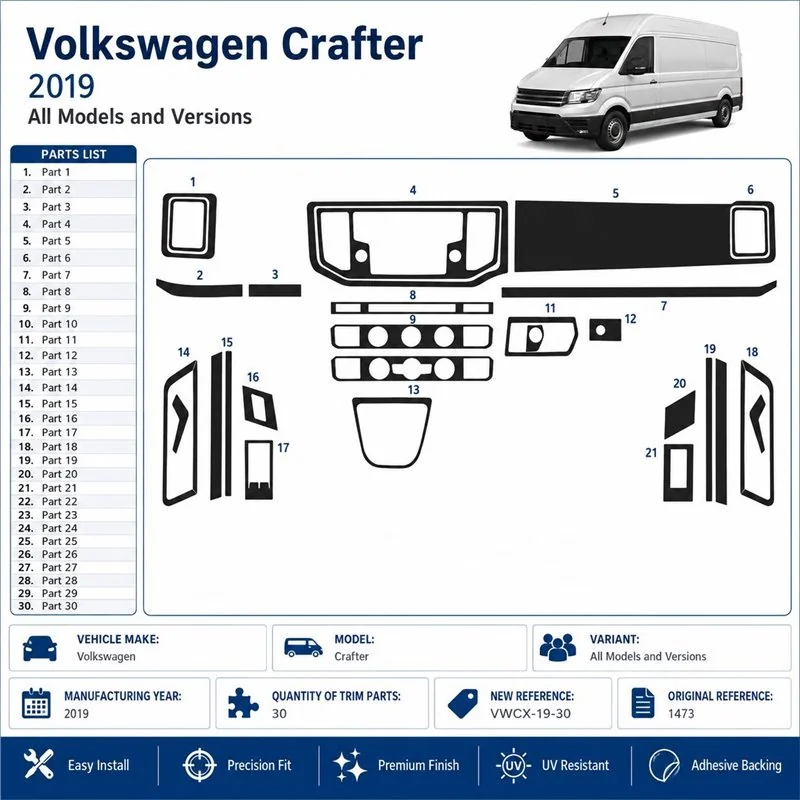 Volkswagen Crafter 2019 kit cruscotto 3D, 30 pezzi