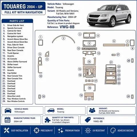Volkswagen Touareg 2004+ set completo, con navigazione kit cruscotto 3D 2