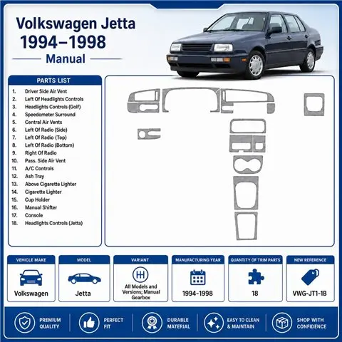 Volkswagen Jetta 1994-1998 cambio manuale kit cruscotto 3D, 18 pezzi