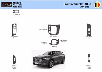 Mazda CX-9 TC 2016-2023 Basic Mascherine sagomate per rivestimento cruscotti 10 Decori