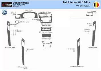 Volkswagen Golf VII AU 2012–2021 Mascherine sagomate per rivestimento cruscotti 19A-Decori