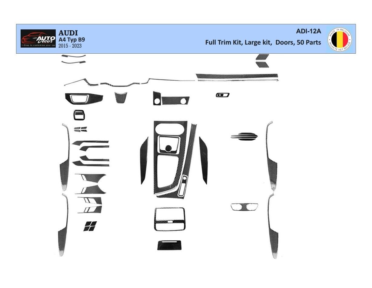 Audi A4 B9 Typ 8W 2015-2023 Kit Rivestimento Cruscotto all'interno del veicolo Cruscotti personalizzati 50-Decori