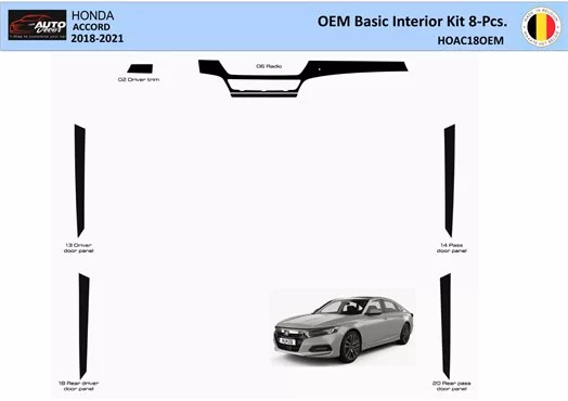 Honda Accord 2018-2022 Kit rivestimento cruscotto interno WHZ 8 parti