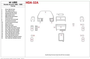 Honda Accord 1986-1989 Full Set Cruscotto BD Rivestimenti interni