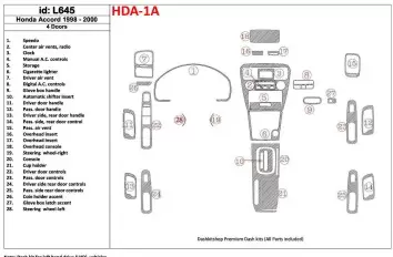 Honda Accord 1998-2000 4 Doors, Full Set, 28 Parts set Cruscotto BD Rivestimenti interni