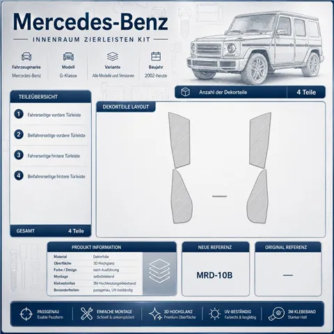 Mercedes Benz G Class 2002+ pezzi porte, compatibile OEM kit cruscotto 3D, 4 pezzi