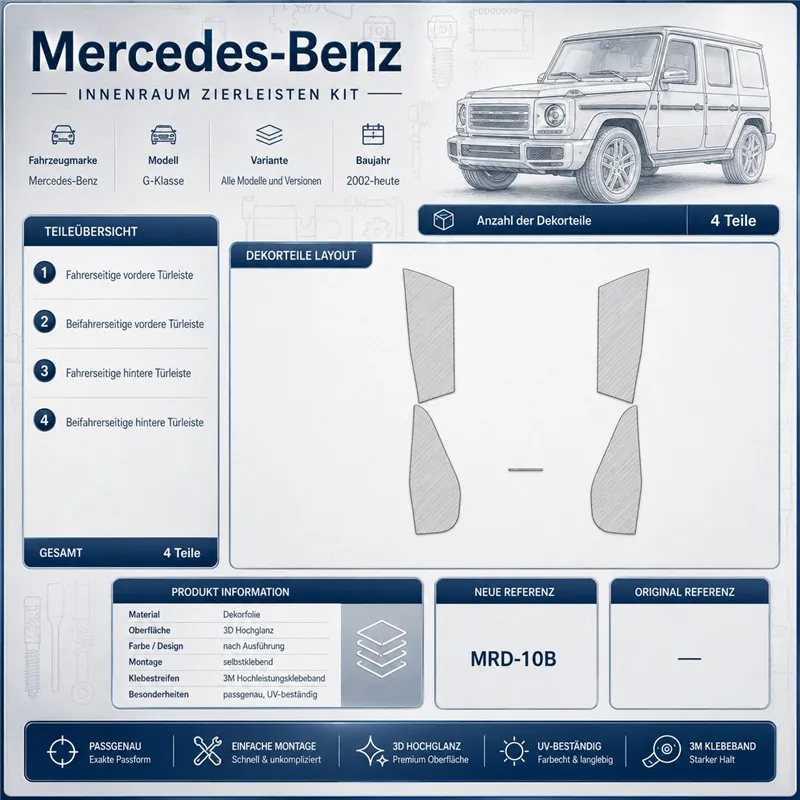 Mercedes Benz G Class 2002+ pezzi porte, compatibile OEM kit cruscotto 3D, 4 pezzi