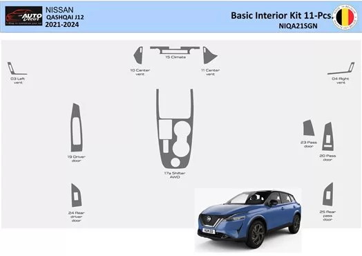 Nissan Qashqai J12 from 2021 Basic Mascherine sagomate per rivestimento cruscotti 11 Decori