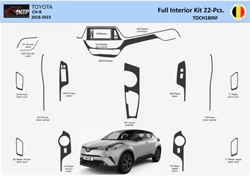 Toyota C-HR 2018-2023 Mascherine sagomate per rivestimento cruscotti 22 Decori