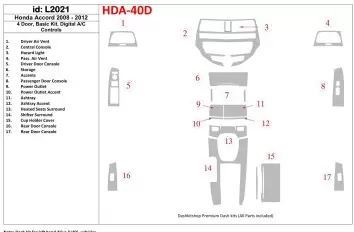 Honda Accord 2008-2012 4 Doors, Basic Set, Automatic AC Control Cruscotto BD Rivestimenti interni