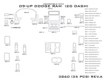 Dodge Ram 1500 2009-2012 Mascherine sagomate per rivestimento cruscotti 35 Decori