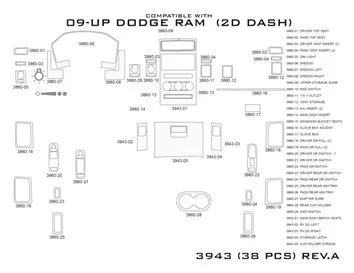 Dodge Ram 1500 2009-2012 Mascherine sagomate per rivestimento cruscotti 38 Decori