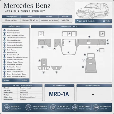 Mercedes Benz M Class 2000-2001 Base Kit kit cruscotto 3D